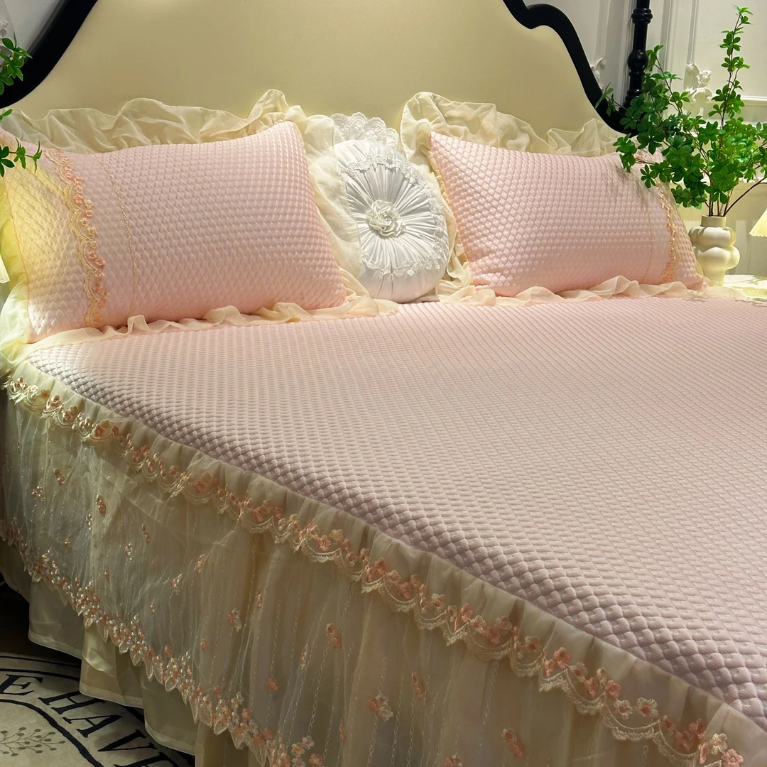 丫丫推荐【花漾凉席三件套】法式夏季冰丝凉感透气软凉席三件套