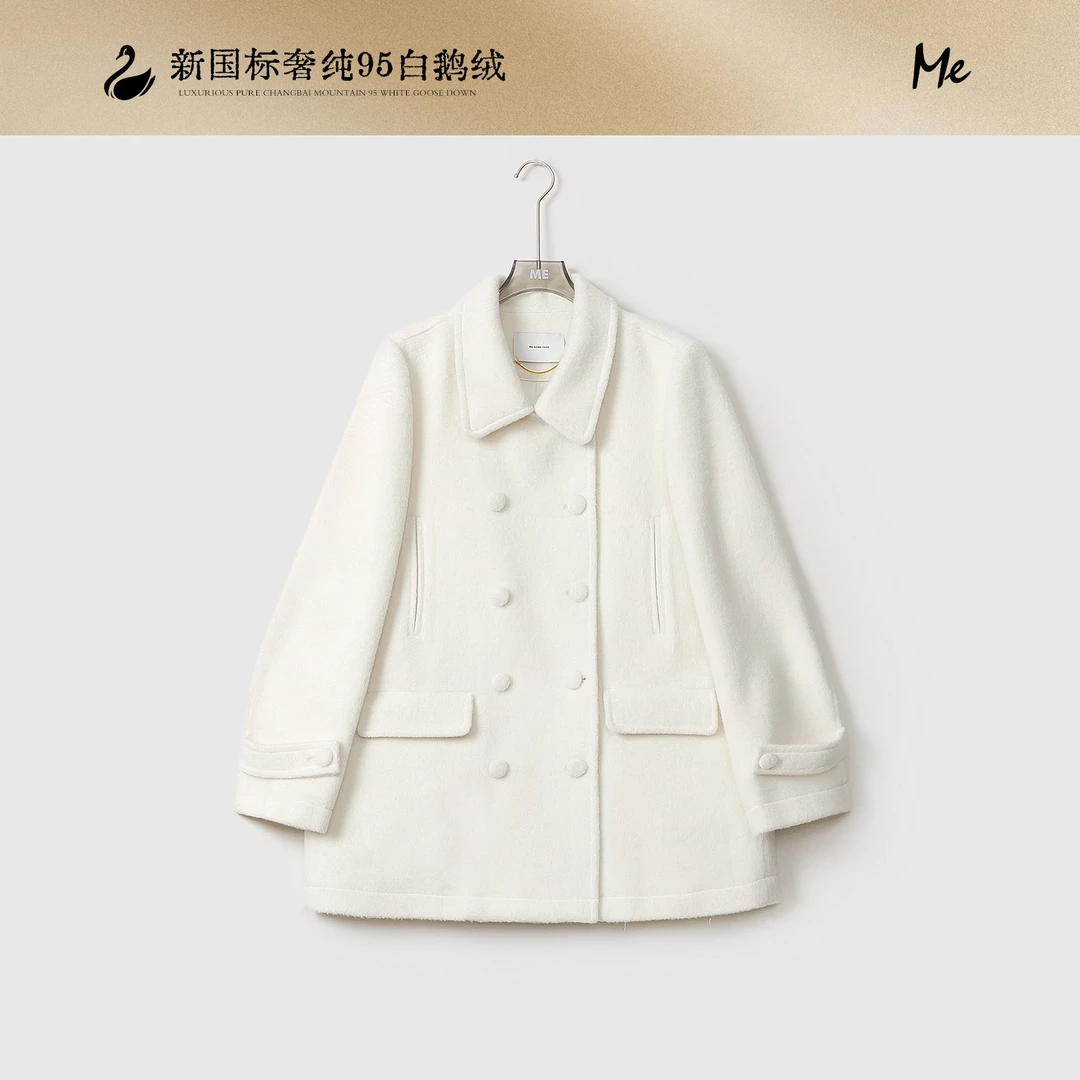 ME【MM大衣鹅绒服】95白鹅绒羊驼毛绵羊毛混纺一手长羽绒服MEQA4441