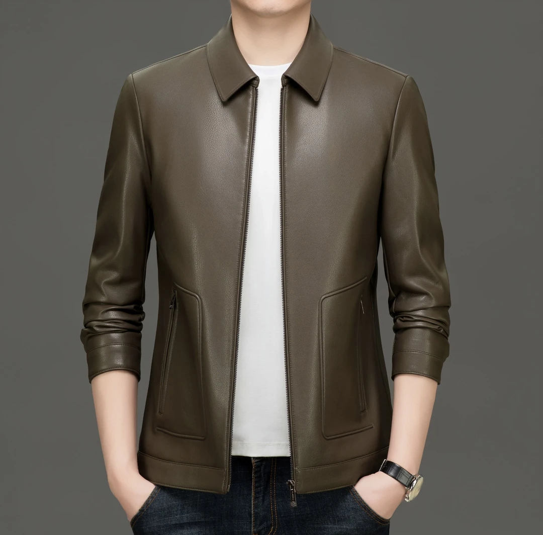 EJ 8真皮男装翻领外套 时尚商务休闲稳重大气 大口袋  8066