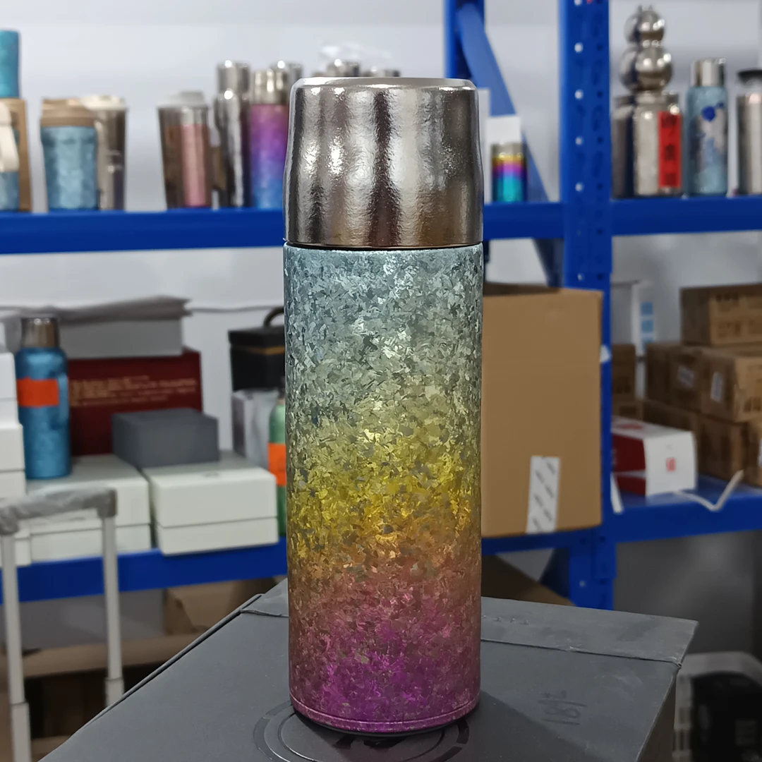 500ml弹跳焖壶内外双层纯钛高端创意炫彩冰花焖壶