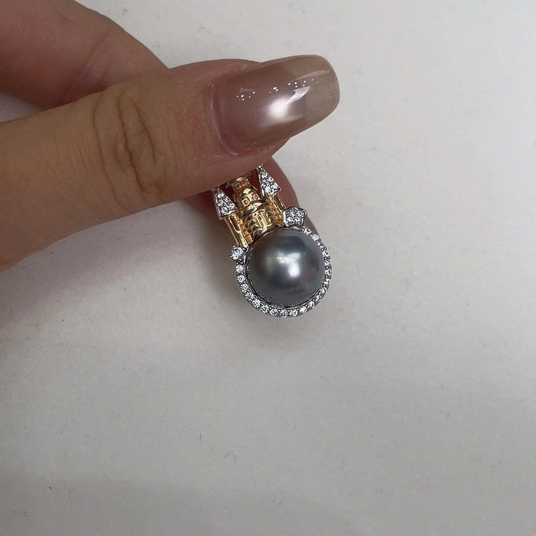 吊坠(不含链)银S925镶嵌海水珍珠