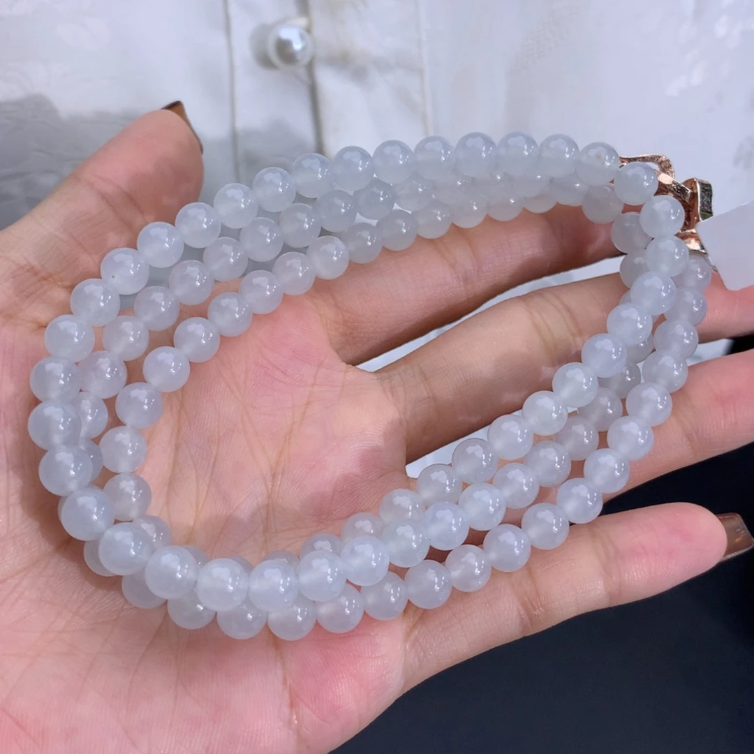 翡翠未镶嵌手串卡6冰胶白冰项链