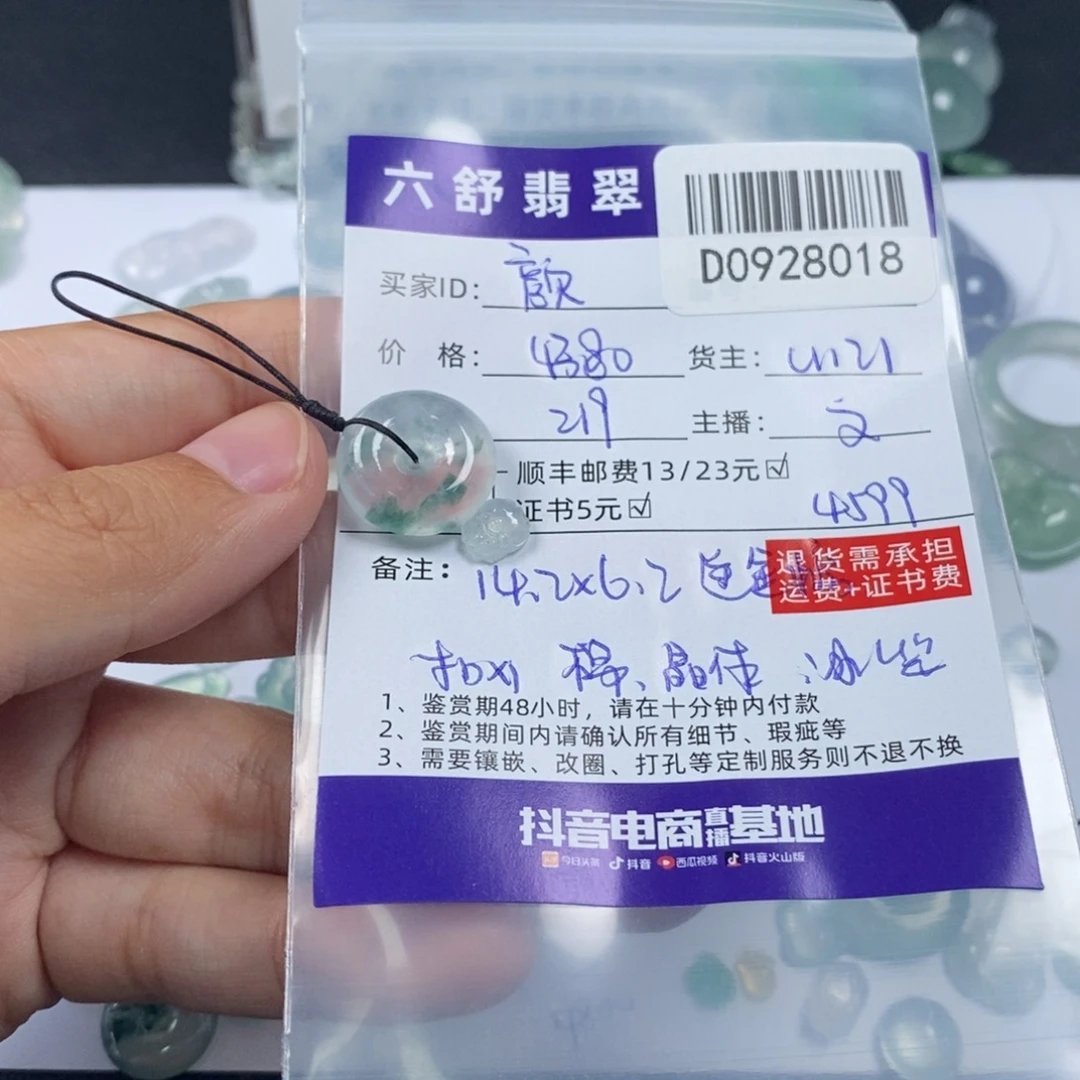 颜***2翡翠未镶嵌挂件D0928018