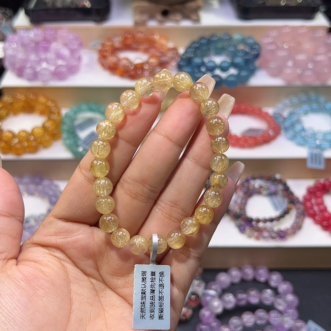 水晶手串未镶嵌金发晶8mm