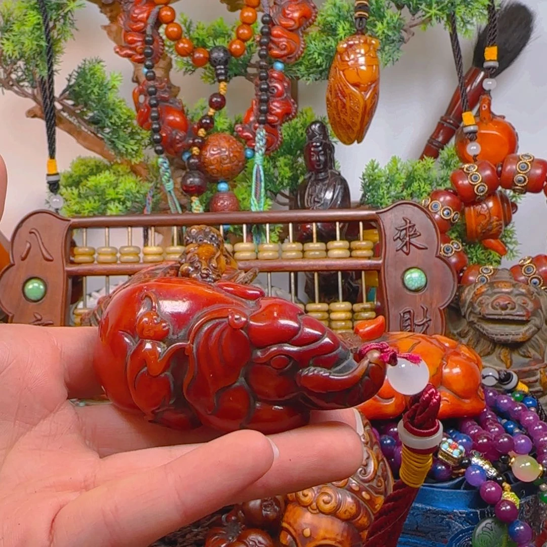 琥珀裸石未镶嵌手把