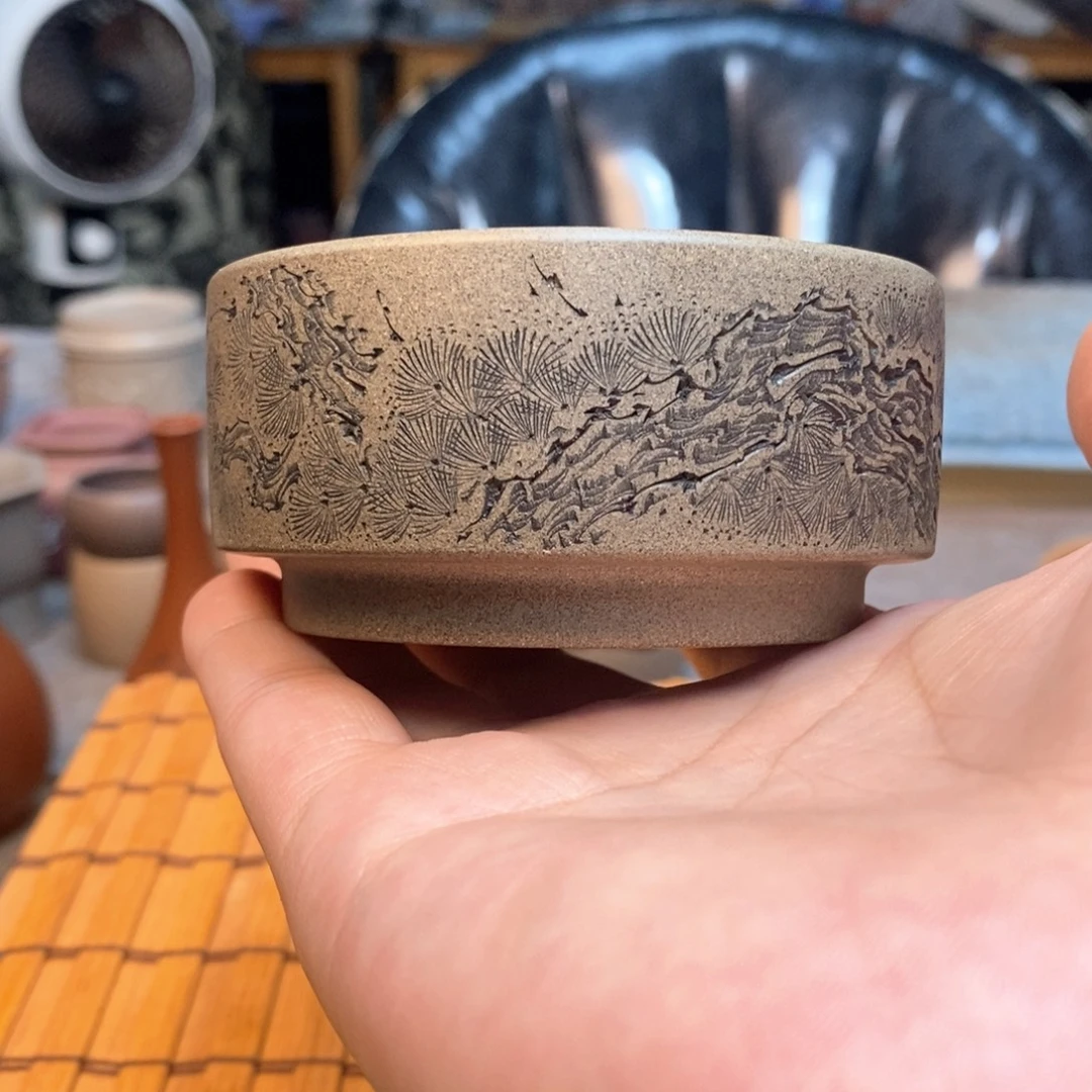 茶杯紫砂手工刻绘紫砂主人杯