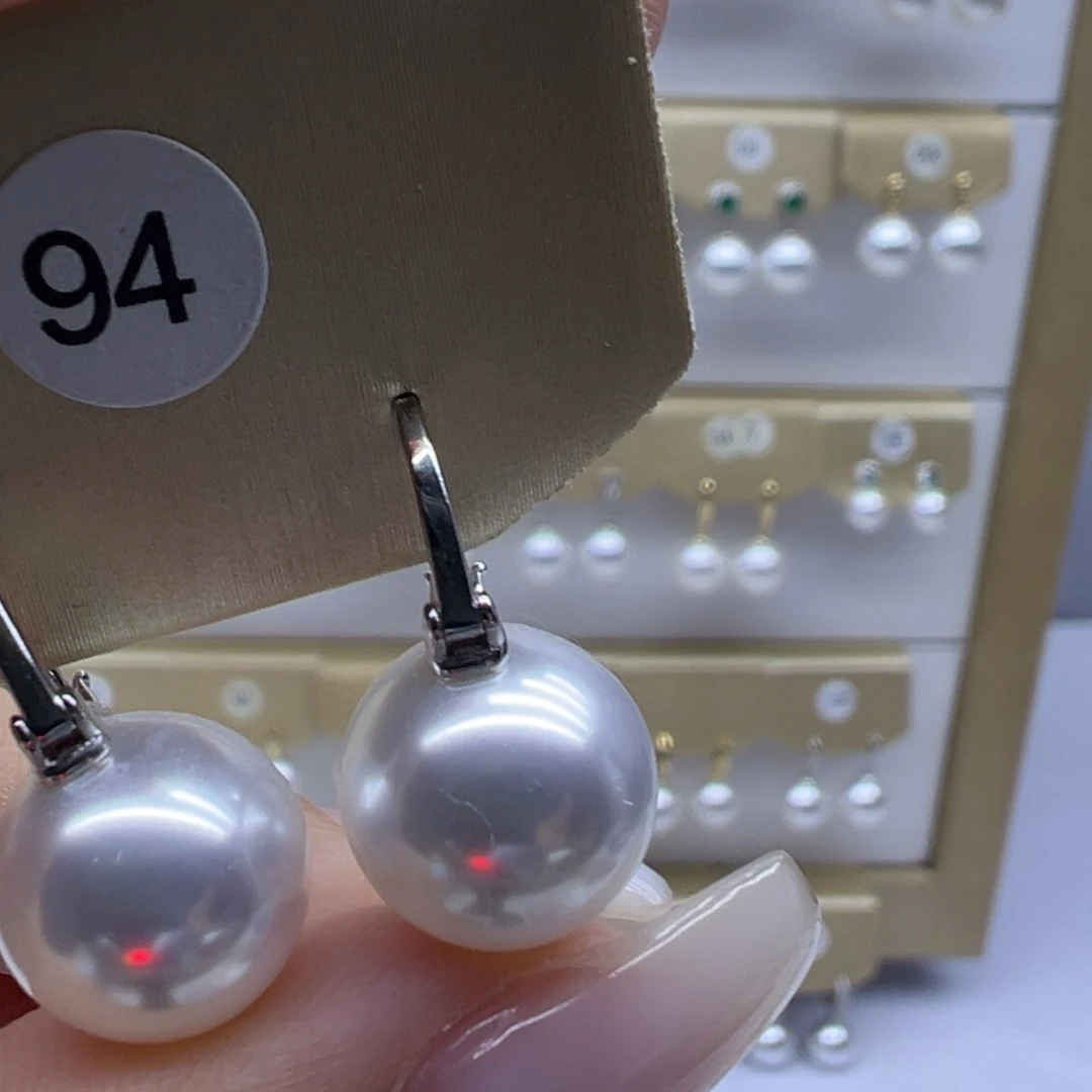 银S925镶嵌淡水珍珠耳饰