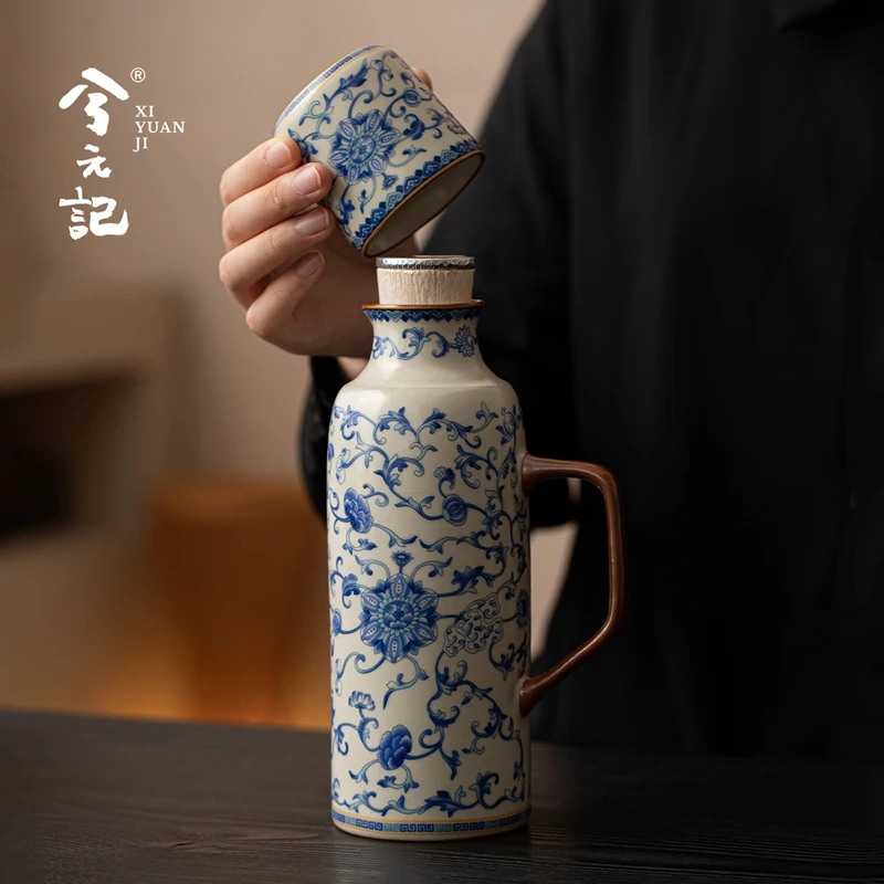 青花汝窑焖泡茶壶陶瓷大容量焖泡保温壶2025新款家用小暖壶传家壶