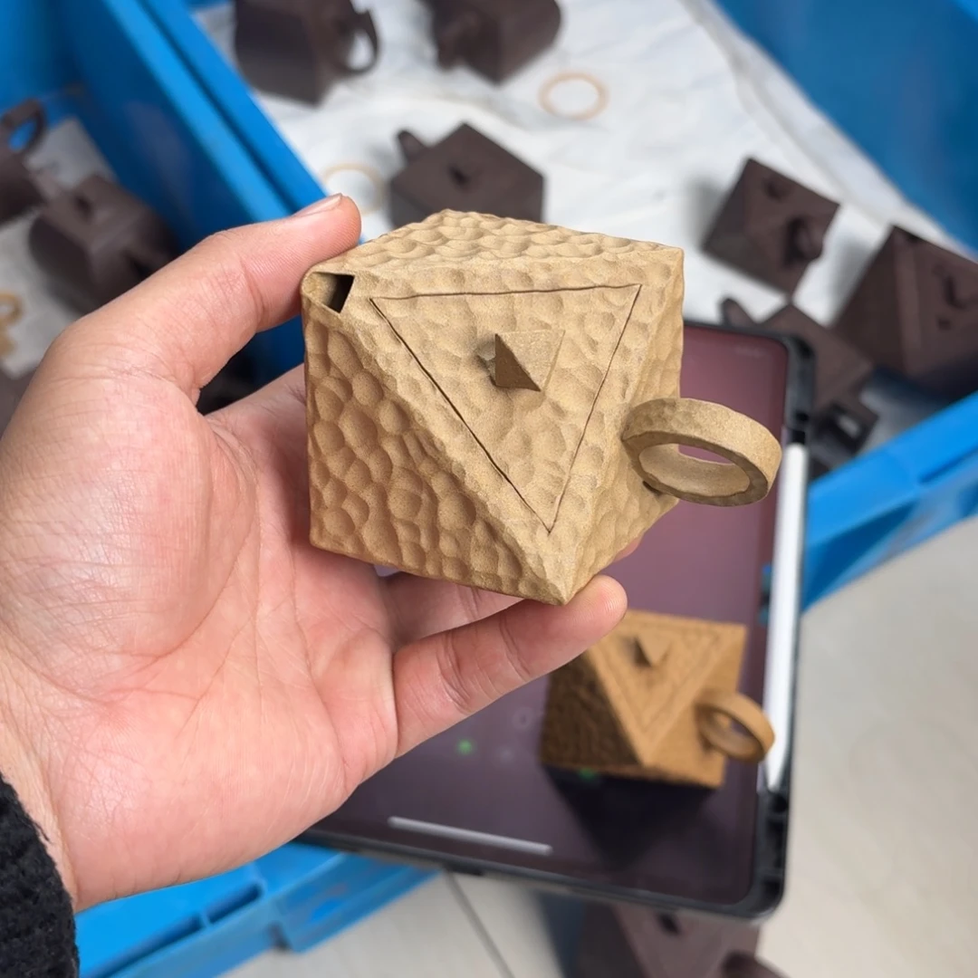 东***猫紫砂茶壶全手工八方玲珑80cc青段