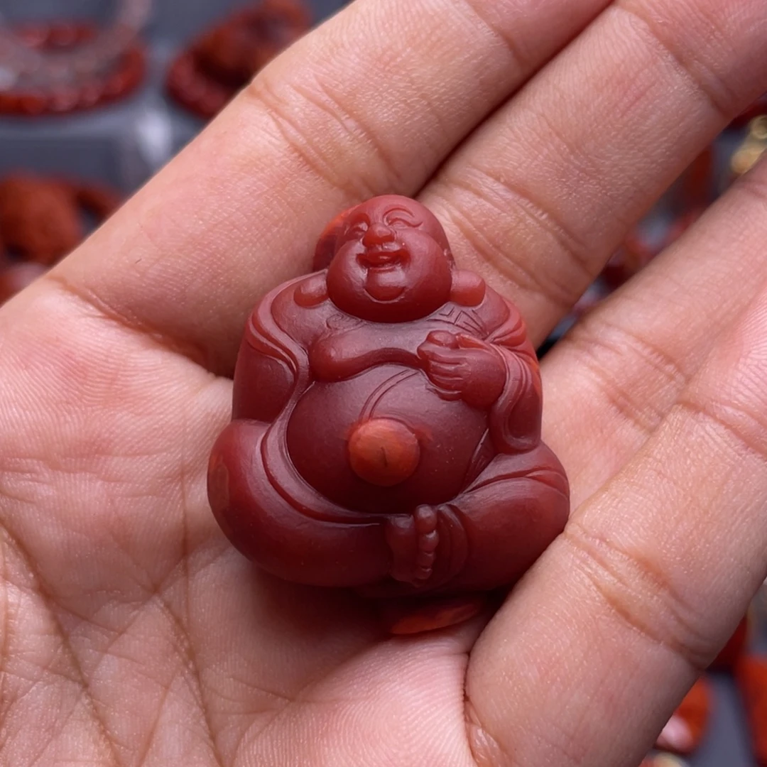 南红玛瑙未镶嵌珠宝奇石笑佛吊坠