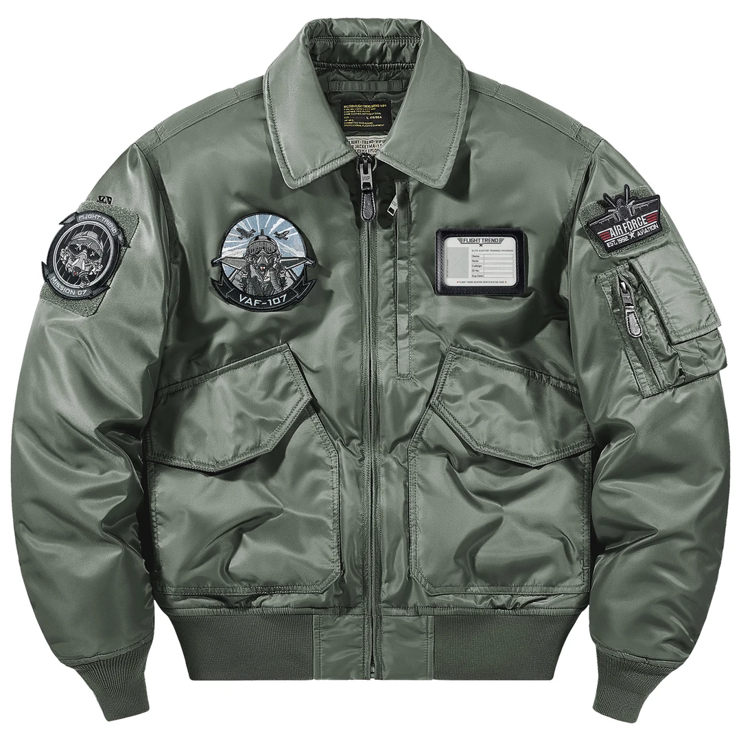 VIP翻领飞行员夹克棉衣男刺绣徽章美式工装加厚保暖棉服宽松外套