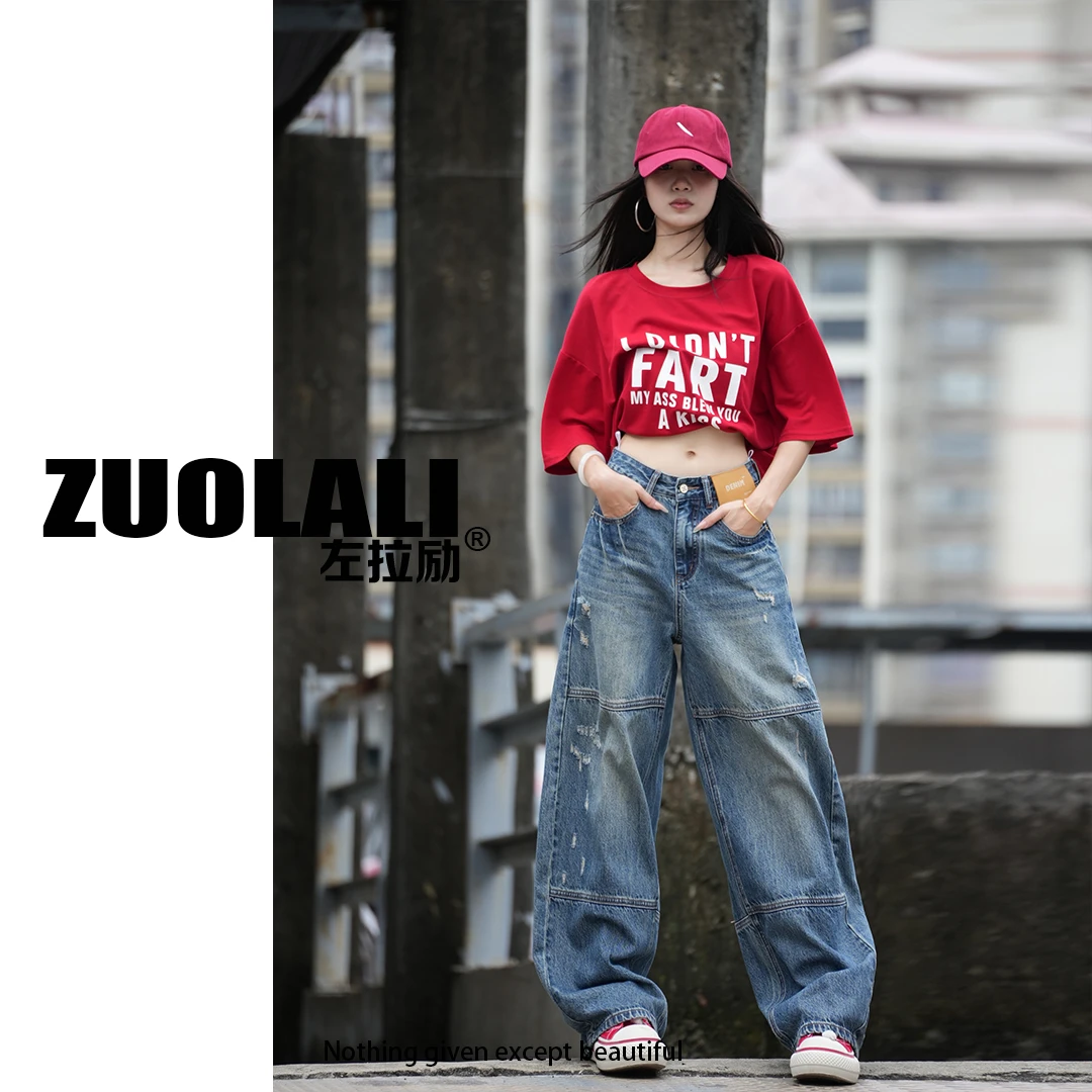 【双12大促】‘小红人’秋季牛仔破洞设计-高腰堆堆裤