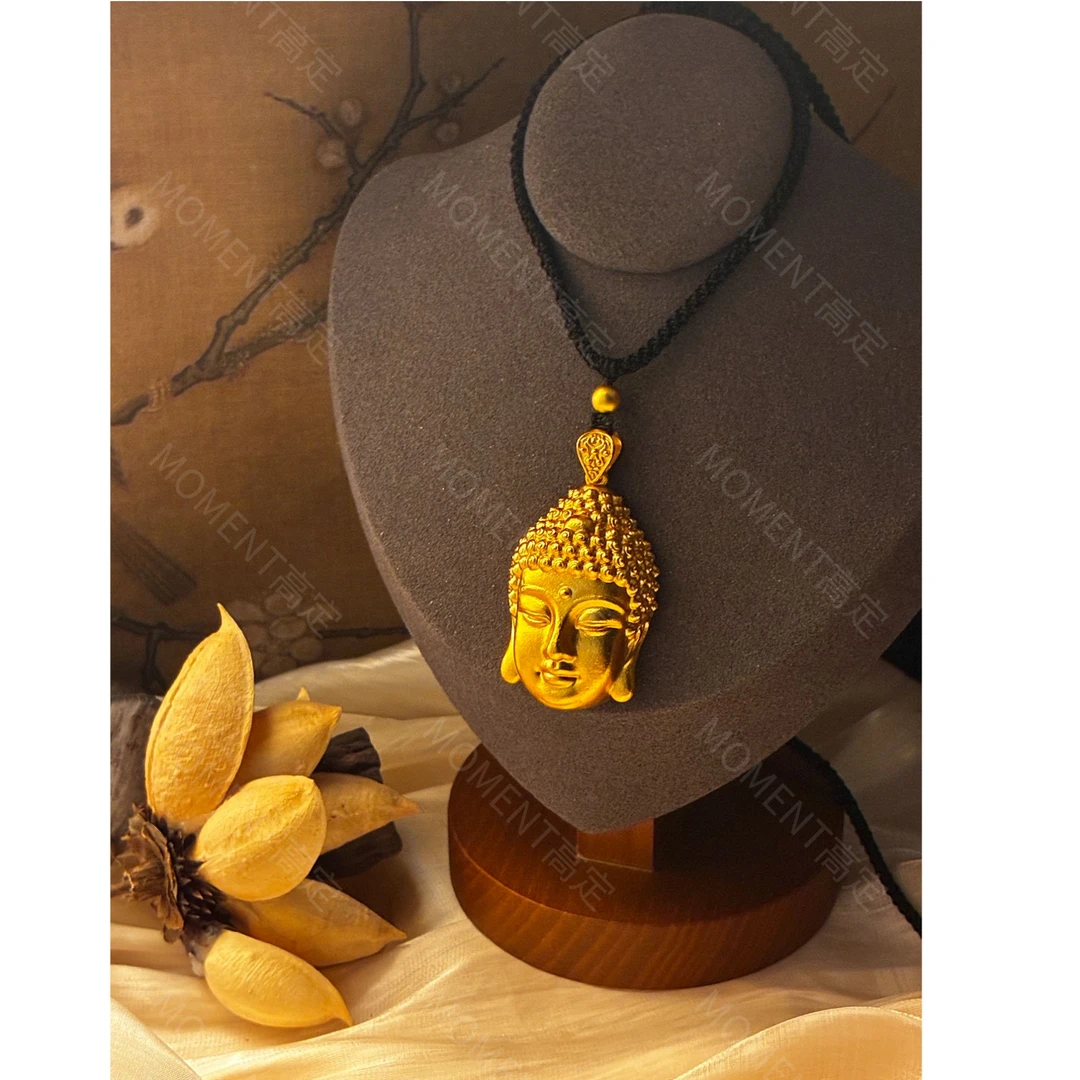 吊坠 如来佛头时尚镂空双面立体项坠民族风金色