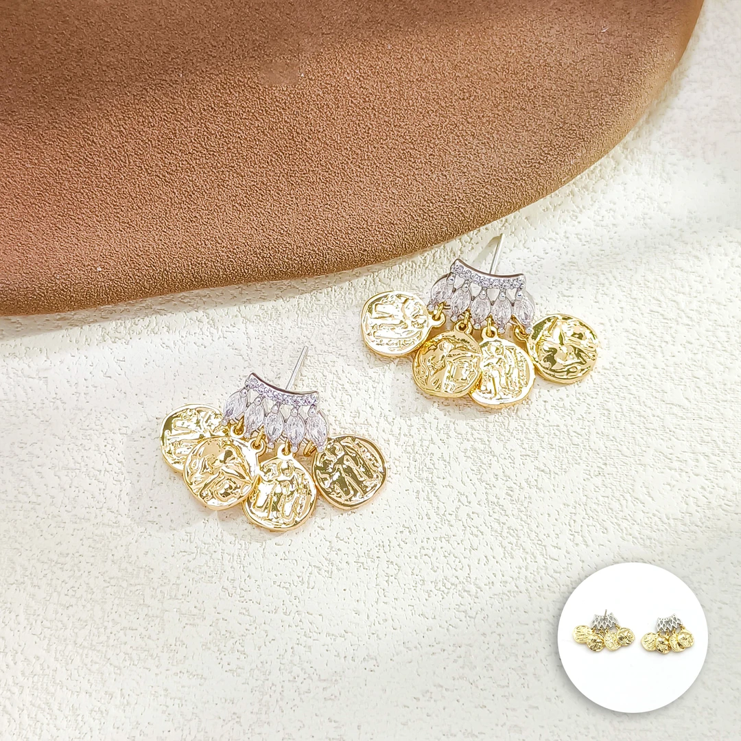 铜合金合成锆石耳饰 WDMS-007578【云纱轻伊】耳饰简约小众时尚女士