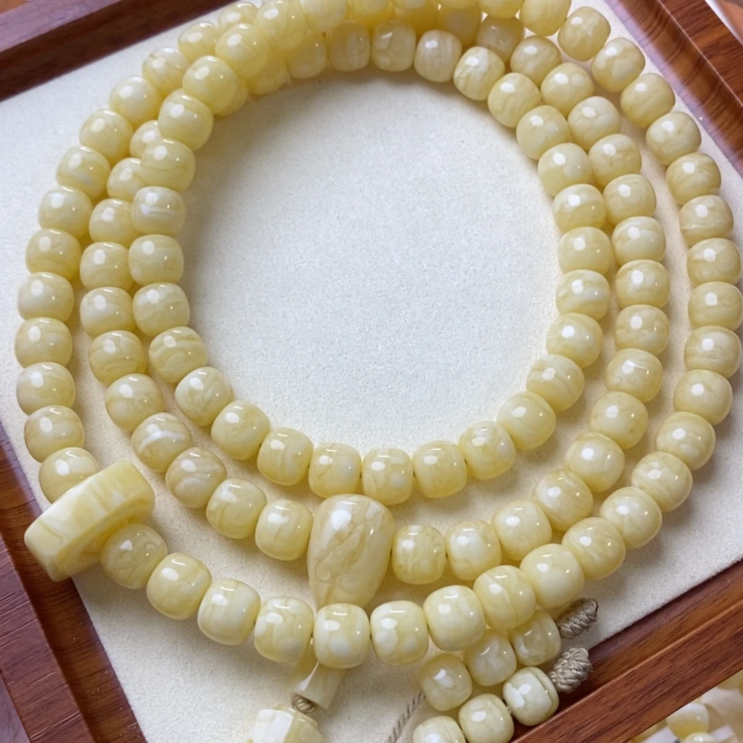 手链琥珀未镶嵌10m同料虎皮老型108