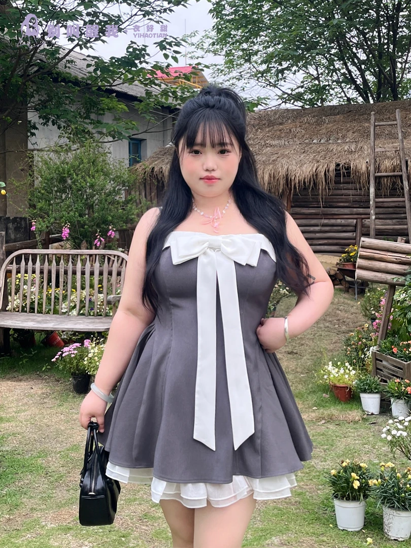 夏季常规短裙长袖褶皱蝴蝶连衣裙小众公主新中式