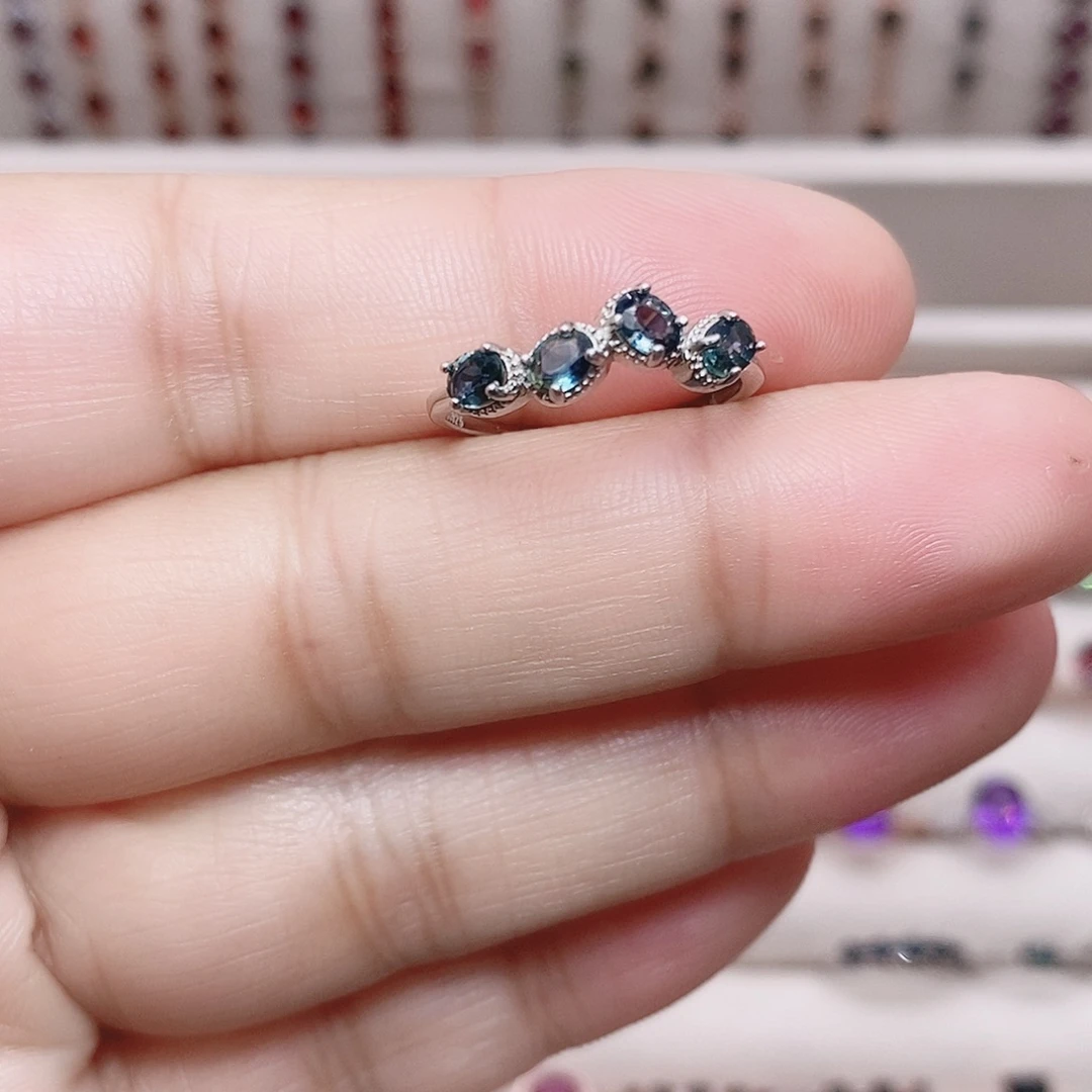 戒指银S925镶嵌蓝宝石戒指