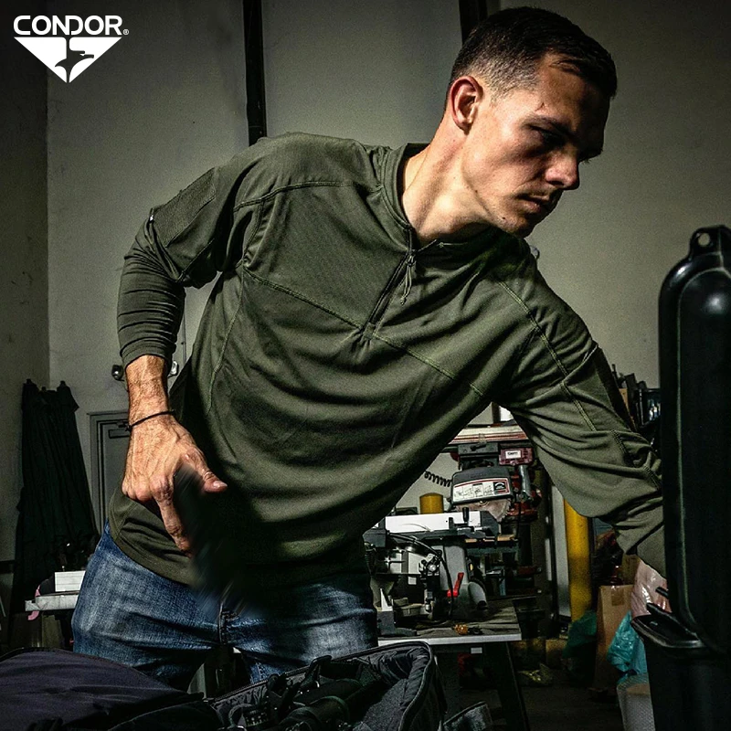 CONDOR三叉戟长袖战术上衣户外吸湿排汗高1/4拉链低领训练体恤男