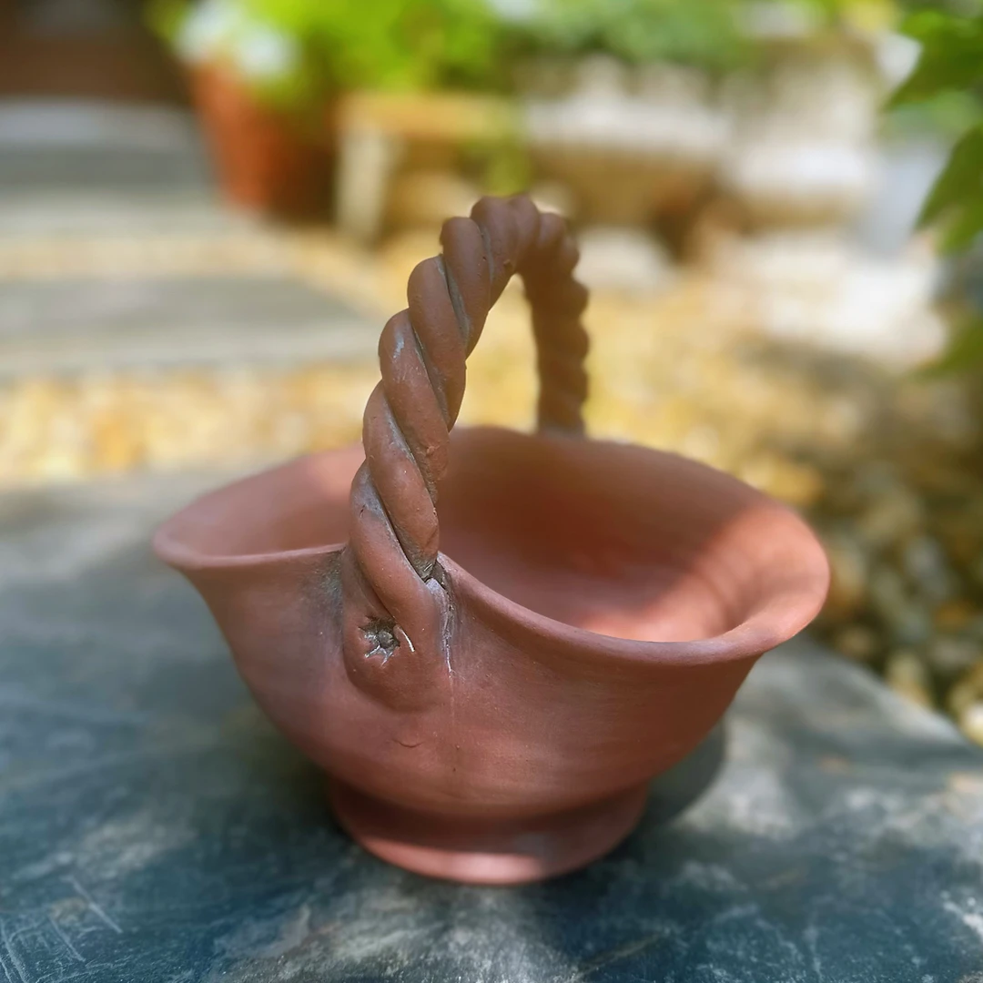 【南乔花园】手拉红陶盆花篮陶盆种植盆有孔透水透气