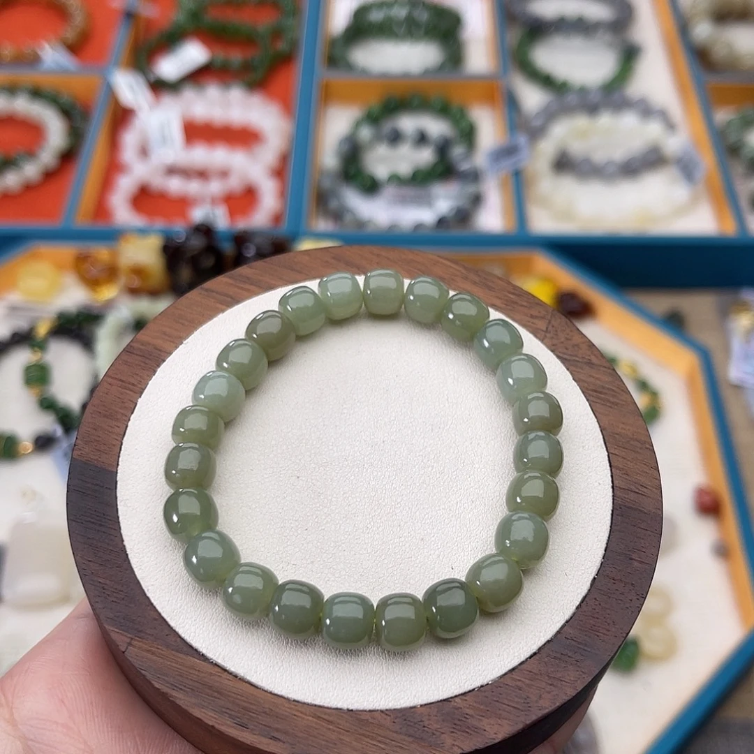 和田玉未镶嵌手串A5卡7×8