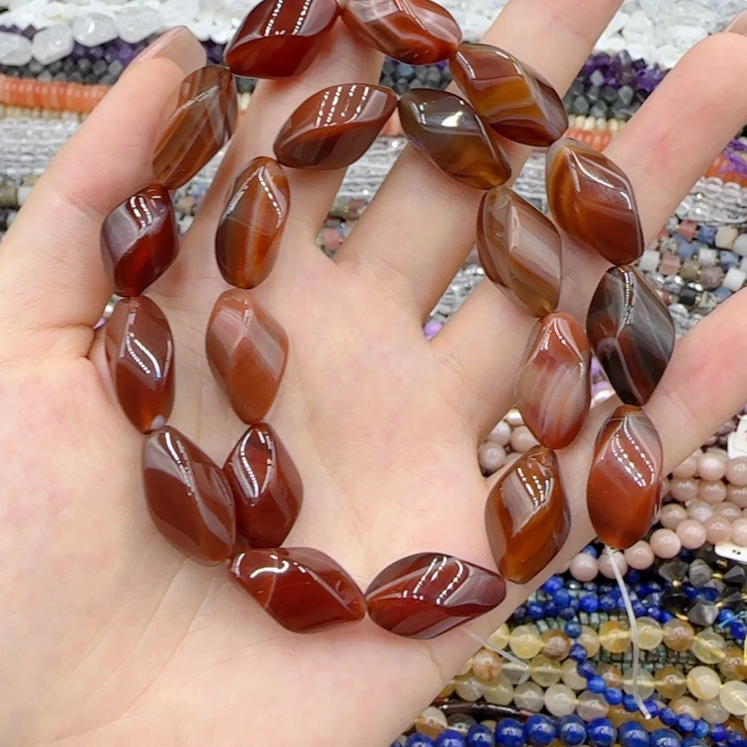 玛瑙/玉髓未镶嵌珠宝半成品梦幻玛瑙扭珠10×20