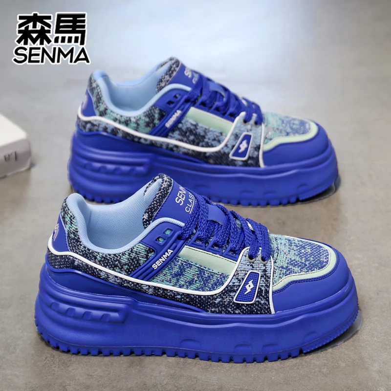 SENMA/森马男鞋秋季新款潮流板鞋高级感百搭休闲鞋厚底增高面包鞋