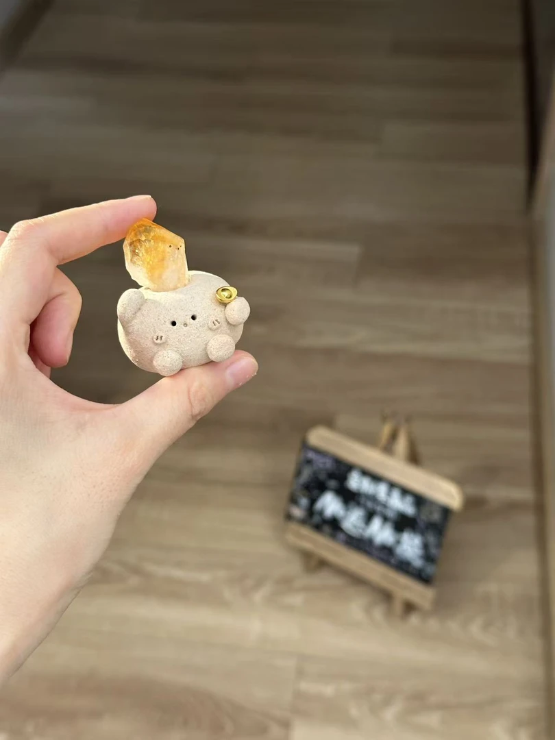 水晶小豆丁可爱高品质黄水精牙