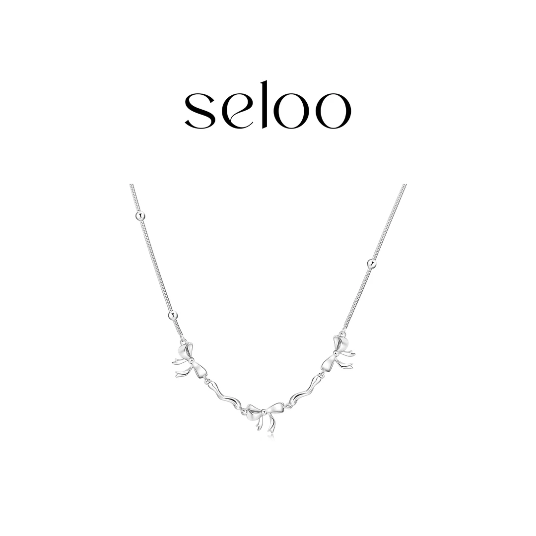 铜项链 Seloo【间珠蝴蝶结吊坠项链】韩国小众时尚饰品SE505X517