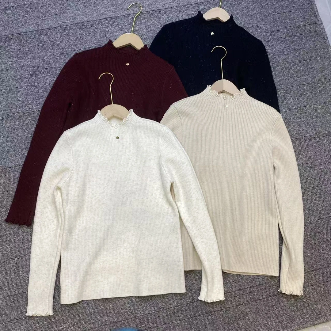 1273冬季加绒纯色百搭针织衫（衣长59CM左右)
