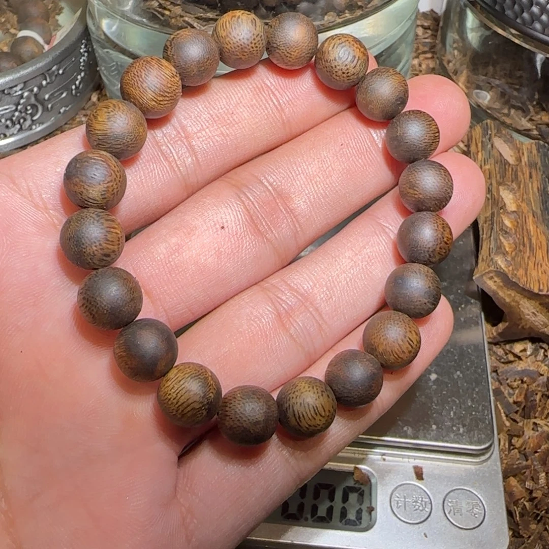 与***书沉香手串单圈圆珠10