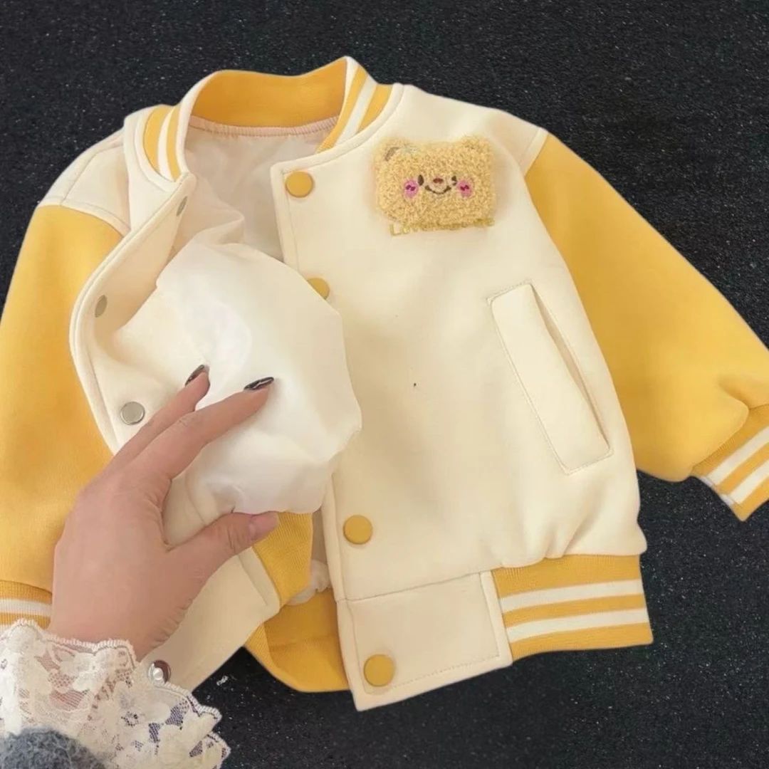 女童春装外套2025新款洋气春秋儿童韩版棒球秋季宝宝上衣棒球服外