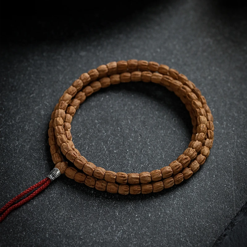 拾忆文玩【初系列】热振柏香籽直切顺纹麻皮手串108颗念珠菩提文玩