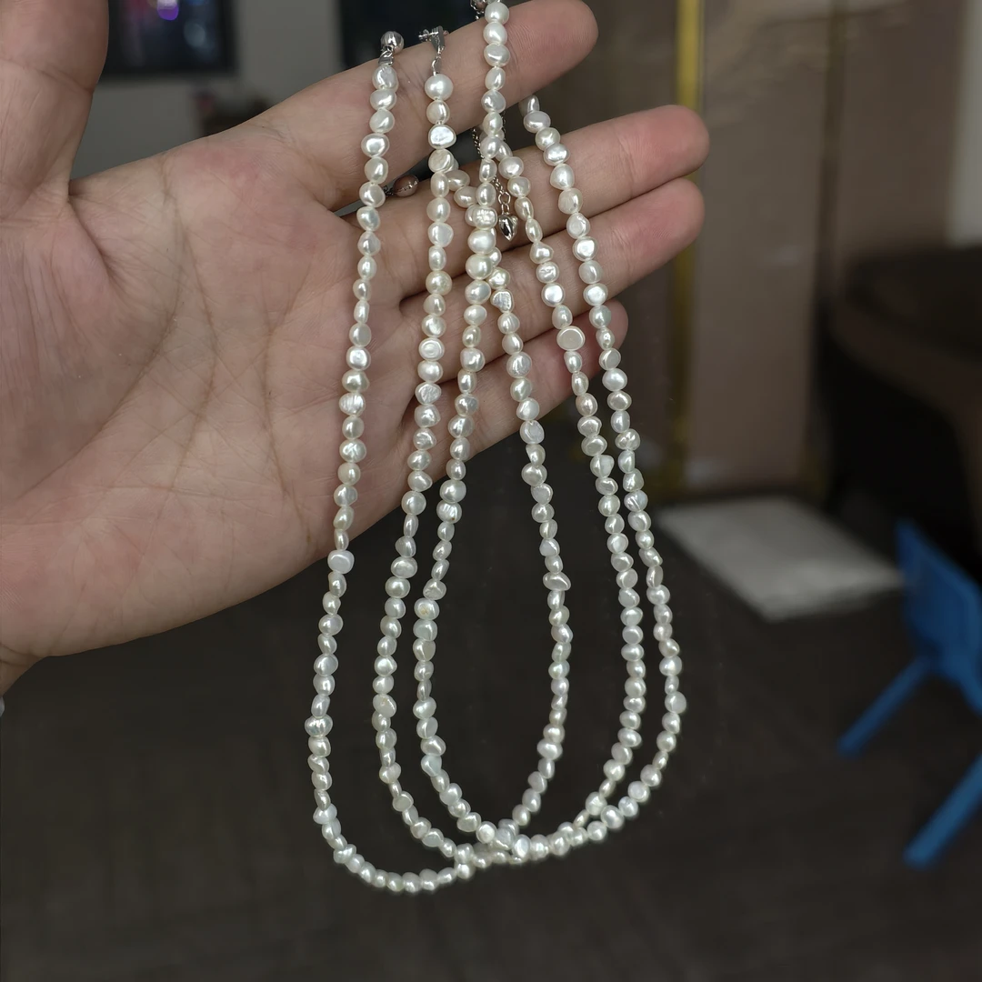 Z4野生无核keshi珍珠项链天然淡水珍珠3-4mm（多样性发其一）