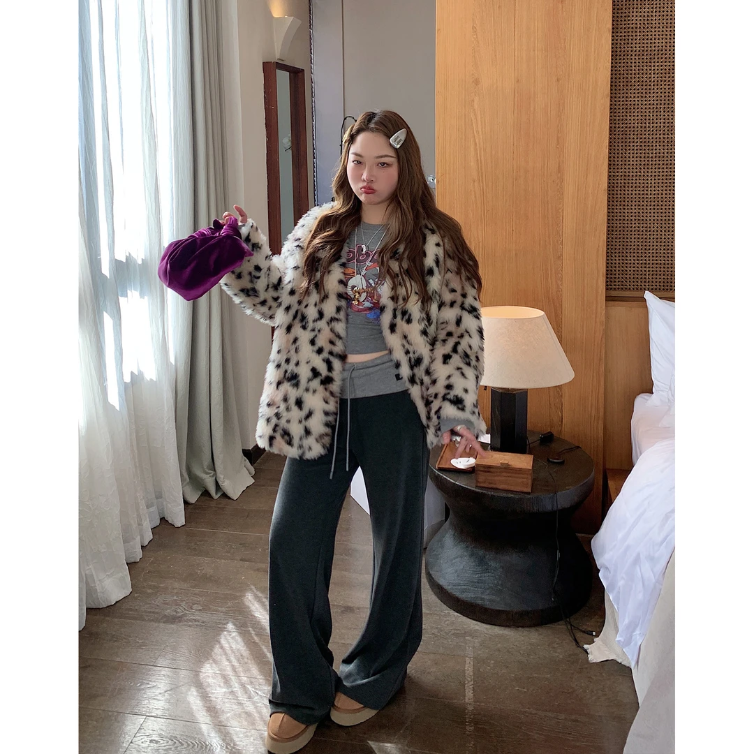 Dazi金大支  全羊毛豹纹毛毛外套1224/0558