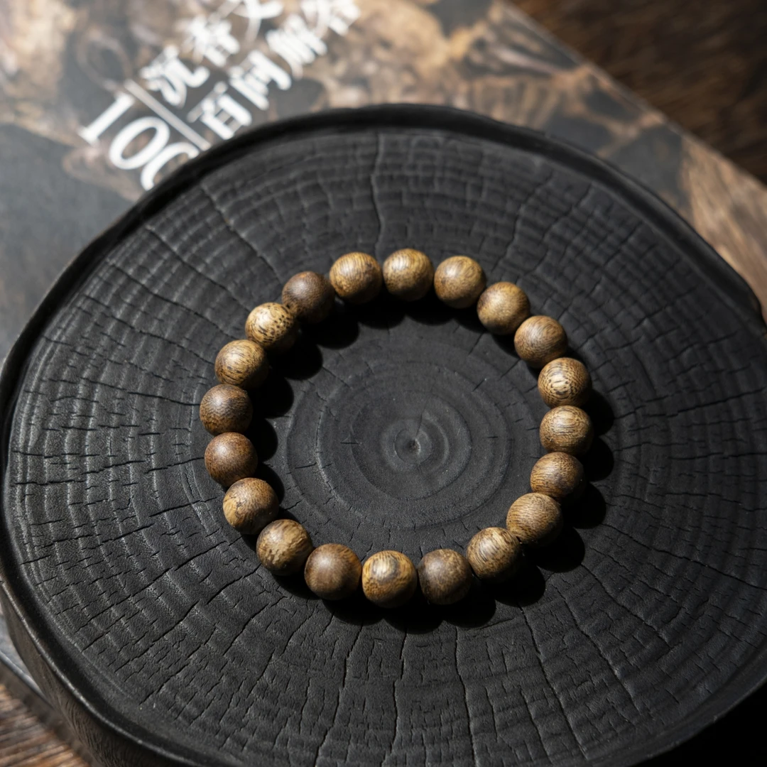 沉香【明智师兄·新人必入】莺歌绿棋楠10mm圆珠单圈 老料