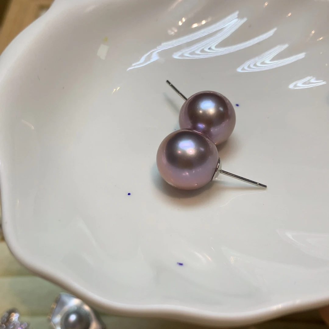 淡水珍珠耳饰银S925镶嵌