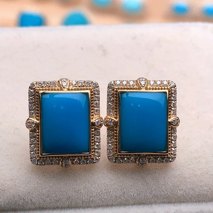 绿松石18K金镶嵌珠宝奇石