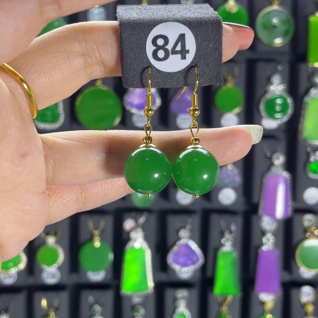 银S925镶嵌翡翠耳饰84