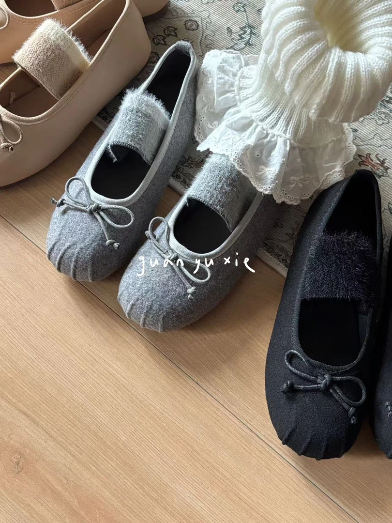 Tai.｜平底芭蕾鞋自带松弛感｜毛毡袢软糯小单鞋