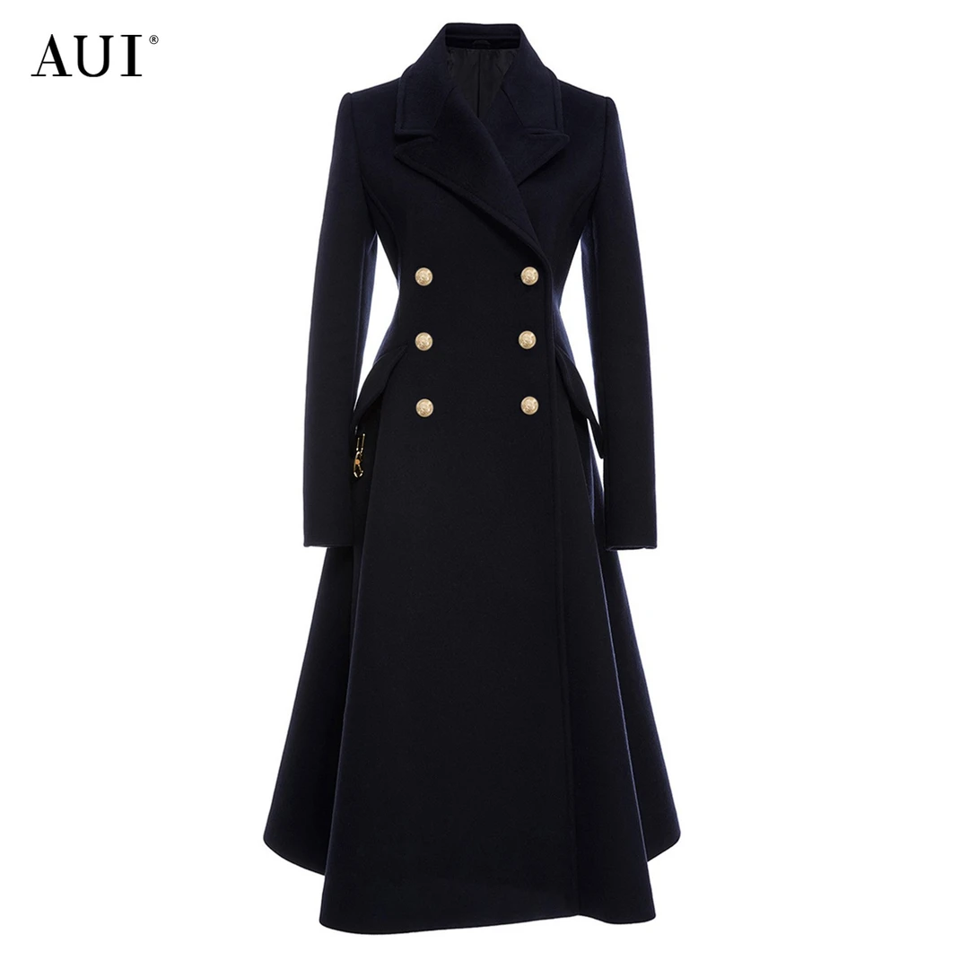 【宠粉专属】AUI黑色毛呢外套职业西装毛呢大衣女-22K091533