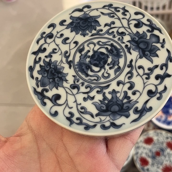 瓷片景德镇青花缠枝莲盖置