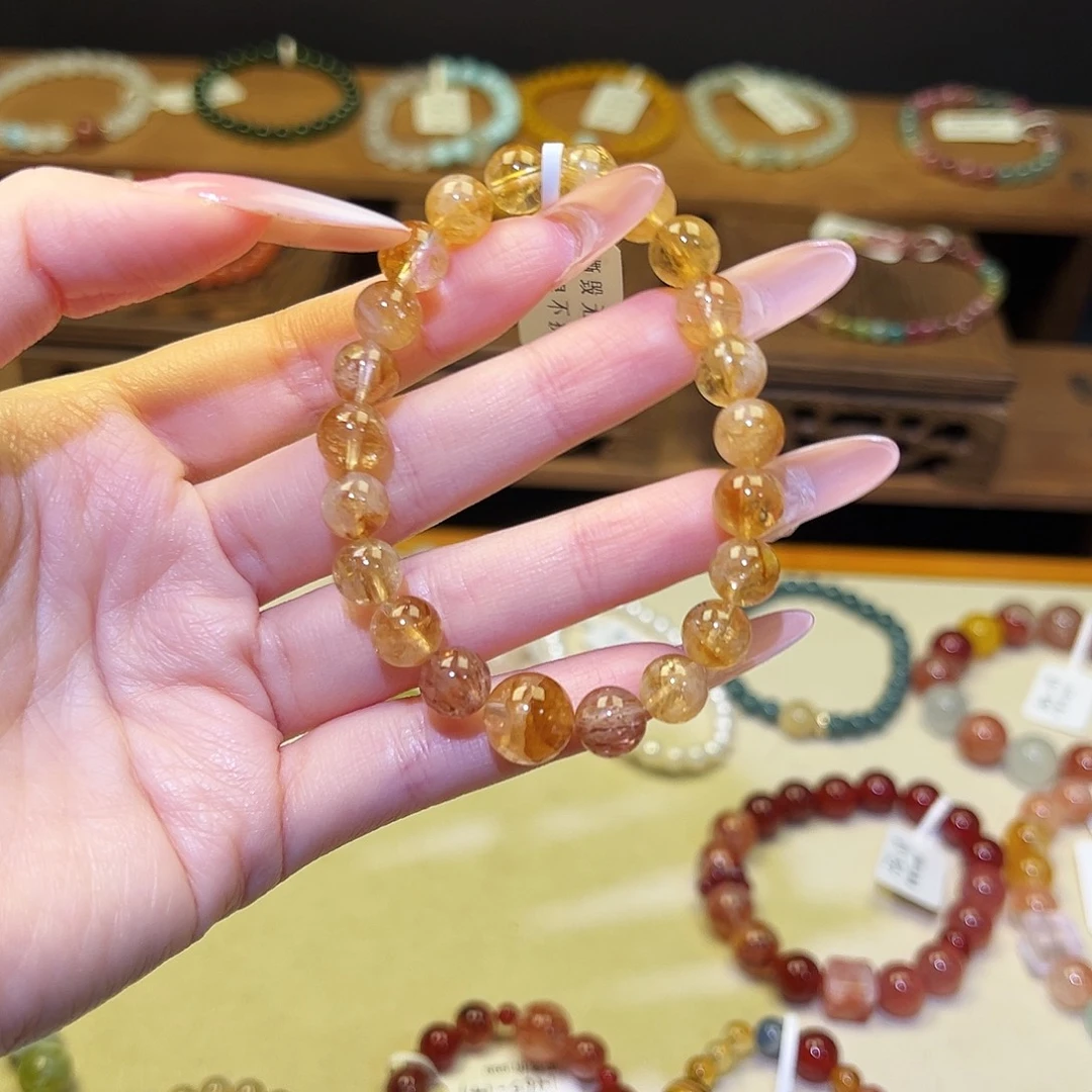 手串水晶银S925镀金镶嵌黄1185