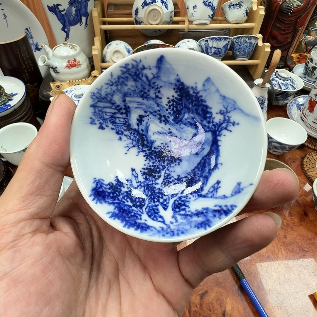 一*东阳轩平八内外绘山水杯