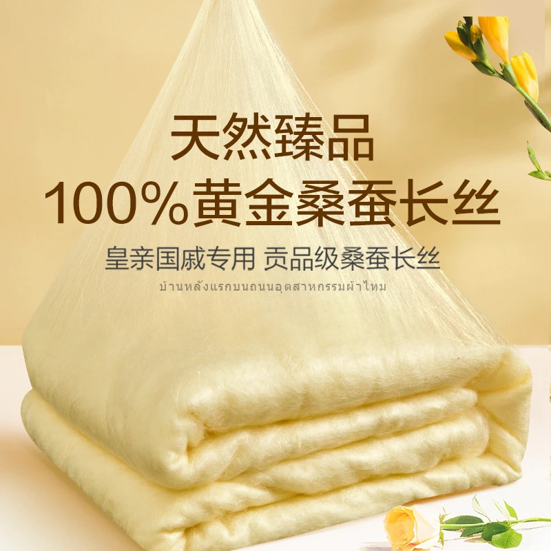 钱皇 高端黄金丝被纱套100%桑蚕长丝子母被-御澜雅韵