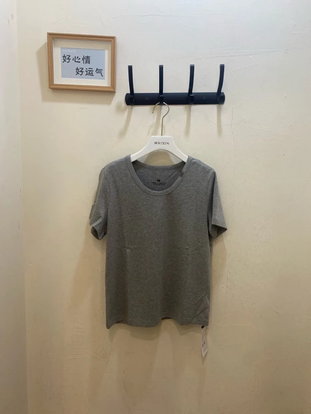 麦寻夏季新款纯色百搭灰色T恤txsfs15b