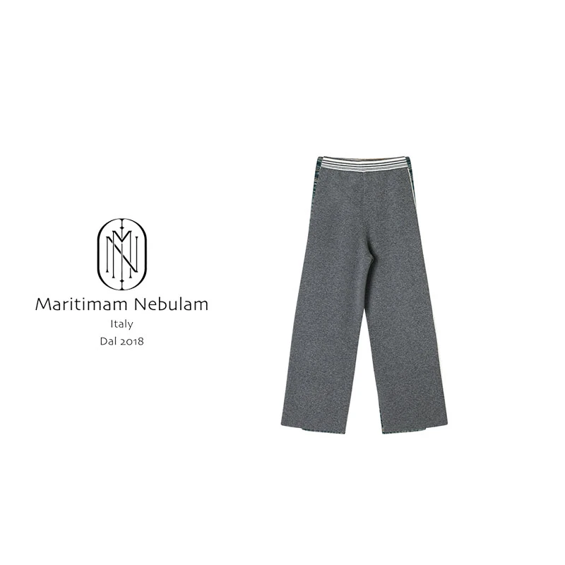 MN针织微弹条纹松紧腰头撞色白条休闲裤XZ406