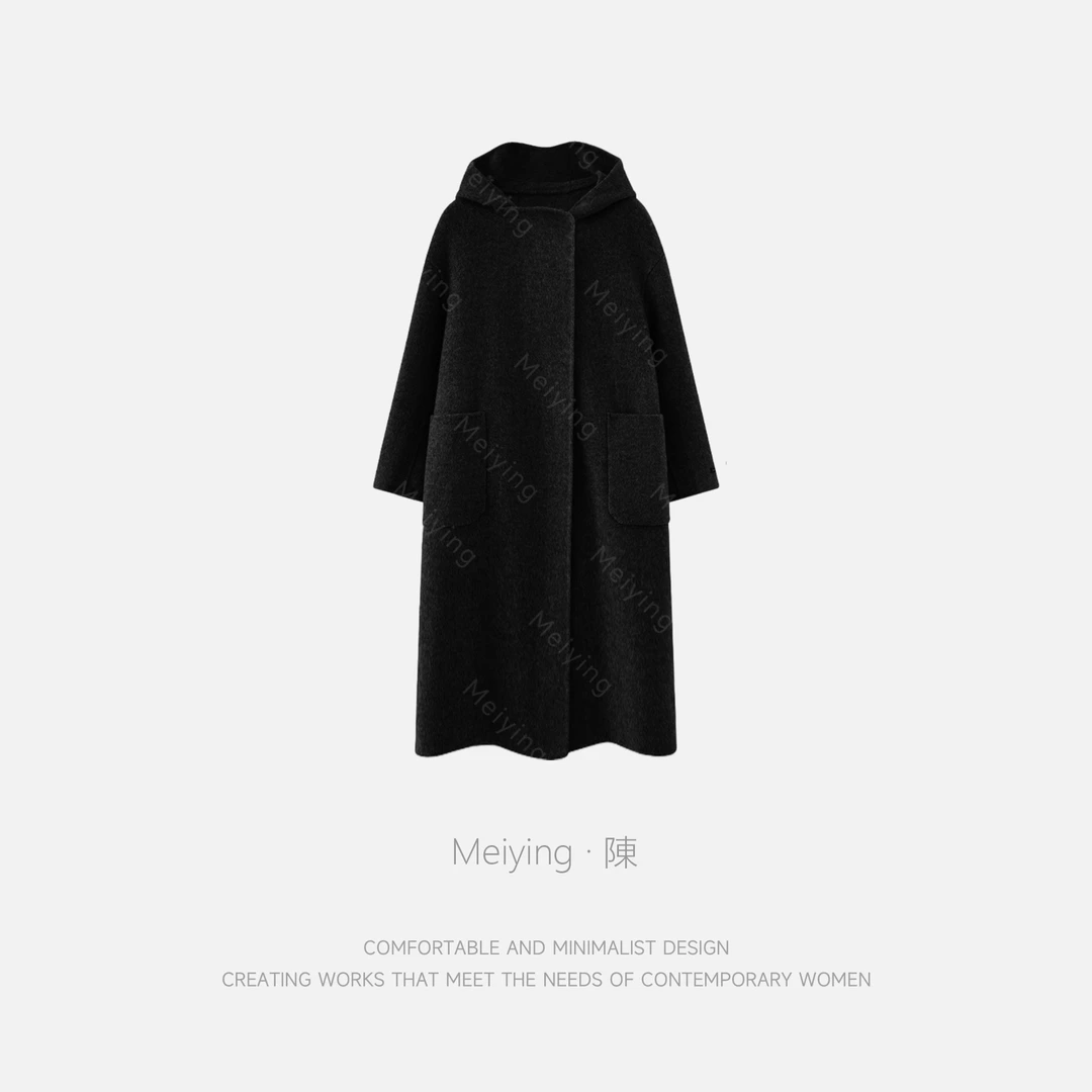 Meiying-“冬日初雾”羊绒驼绒澳毛混纺舒适长款毛呢大衣YA5QD011