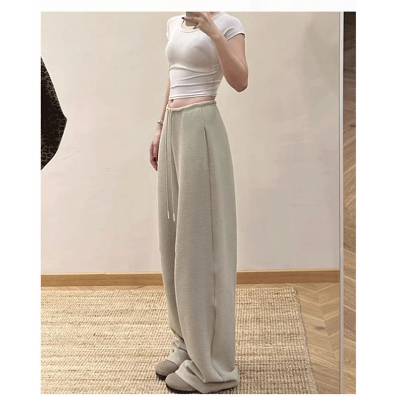 休闲运动裤女夏2025新款小个子裤慵懒风宽松直筒阔腿裤SB-K40046