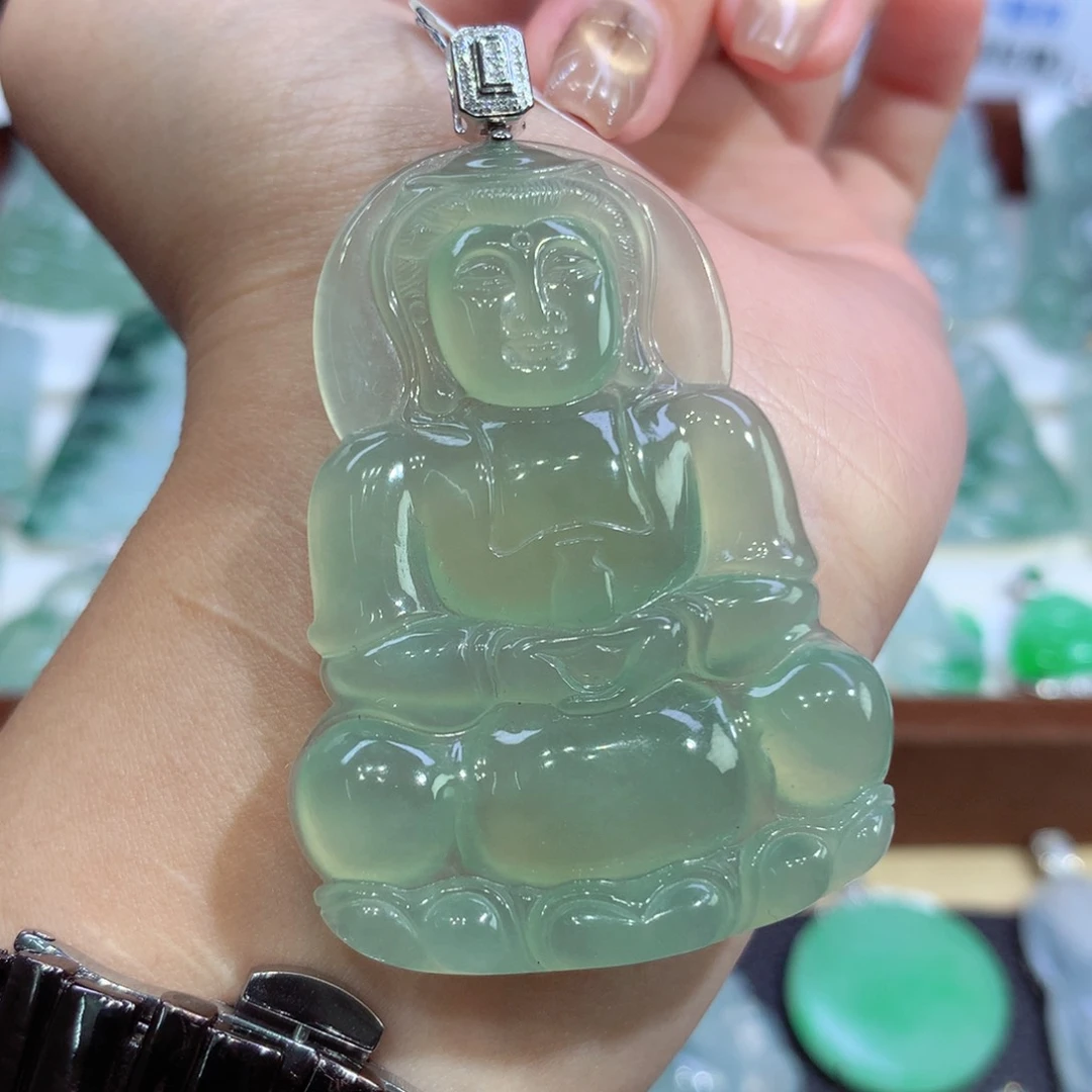 吊坠(不含链)18K金镶嵌翡翠