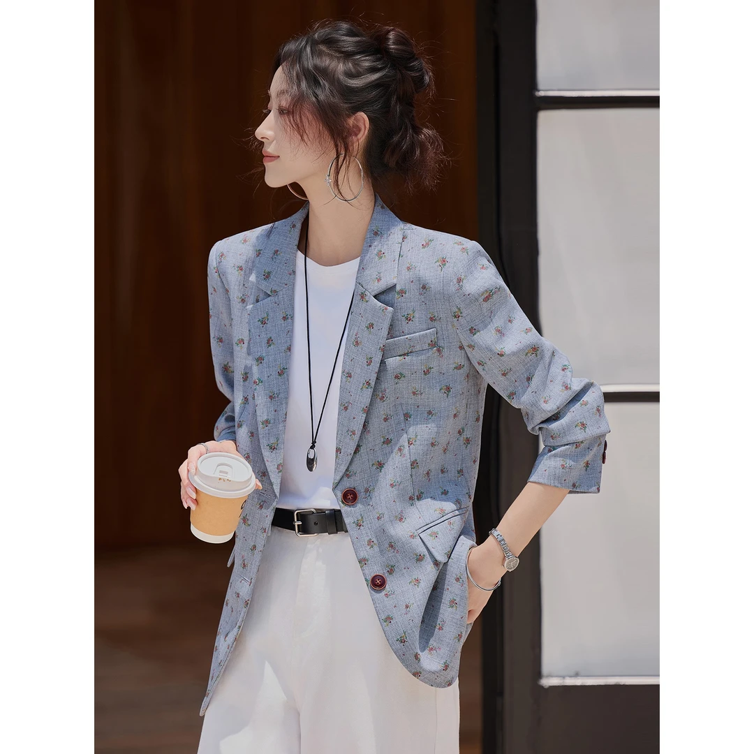 碎花西装外套女春秋2025新款气质设计感小众上衣休闲高级感小西服
